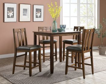 Natural Brown Finish Dinette 5pc Set Kitchen Breakfast Counter Height Dining Table wooden Top Cushion Seats High Chairs Dining room Furniture