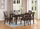 7pcs Dining Set Dining Table 6 Side Chairs Clean Espresso Finish Cushion Seats X Design back Chairs