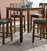 Natural Brown Finish Dinette 5pc Set Kitchen Breakfast Counter Height Dining Table wooden Top Cushion Seats High Chairs Dining room Furniture