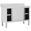 Work Table with Sliding Doors 47.2"x19.7"x(37.4"-38.2") Stainless Steel