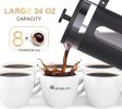 French Press Coffee Tea Maker; with 4 Level Filtration System Borosilicate Glass Durable Stainless Steel Thickened Heat Resistant