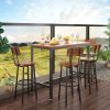 Bar Table Set with 4 Bar stools with backrest, Rustic Brown, 47.24'' L x 23.62'' W x 35.43'' H.