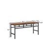 Dining table set 3PC, structural strengthening, industrial style (Rustic Brown,43.31''w x 27.56''d x 29.53''h)