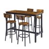 Bar Table Set with 4 Bar stools with backrest, Rustic Brown, 47.24'' L x 23.62'' W x 35.43'' H.