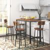 Bar Table Set with 4 Bar stools with backrest, Rustic Brown, 47.24'' L x 23.62'' W x 35.43'' H.