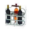 6 Bottle Farmhouse Metal Wine Holder with Wooden Handle, Gray