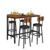 Bar Table Set with 4 Bar stools PU Soft seat with backrest (Rustic Brown; 47.24''w x 23.62''d x 35.43''h)