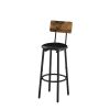 Bar Table Set with 2 Bar stools PU Soft seat with backrest, Rustic Brown,43.31'' L x 15.75'' W x 23.62'' H.