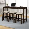 TOPMAX 4 Pieces Counter Height Table with Fabric Padded Stools, Rustic Bar Dining Set with Socket, Brown