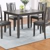 Grey Finish Dinette 5pc Set Kitchen Breakfast Dining Table w wooden Top Upholstered Cushion Chairs Dining room Furniture