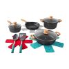 Prairie Signature 12-Piece Cast Aluminum Cookware Set, Charcoal Speckle