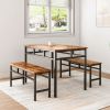 Dining table set 3PC, structural strengthening, industrial style (Rustic Brown,43.31''w x 27.56''d x 29.53''h)