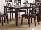 Modern Contemporary 7pc Dining Set Espresso Finish Unique Eyelet Back 6x Side Chairs Cushion Seats Dining Room Furniture