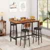 Bar Table Set with 4 Bar stools PU Soft seat with backrest (Rustic Brown; 47.24''w x 23.62''d x 35.43''h)