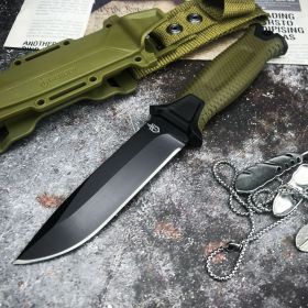 Outdoor Survival Straight Knife Self Defense (Option: Green Full Blade)