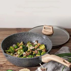 Non-stick Pan Medical Stone Wok Household (Option: 32CM Medical Stone Wok Set)