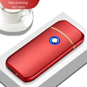 Electronic Charging USB Cigarette Lighter Metal Windproof Creative Lighter (Option: Red Brushed)