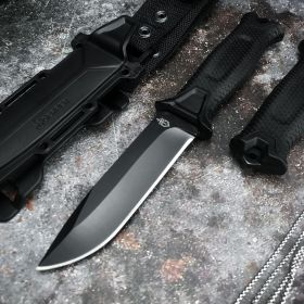 Outdoor Survival Straight Knife Self Defense (Option: Black Full Blade)