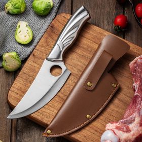 All Steel Chef Slaughtering Knife Small Cutlass Knife For Chopping Bones And Meat (Option: Boning knife and holster)