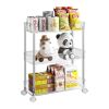 3 Tier Storage Rack Storage Cart Storage Rolling Utility Cart for Kitchen Bathroom