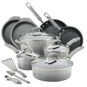 15-Piece Nonstick Pots and Pans Set/Cookware Set, Marine Blue (Color: Gray)