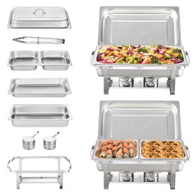 VEVOR 4-Pack Rectangle Chafing Dish Set with Full-Size 8Qt Pan Frame Fuel Holder (Pack: 2-Pack)