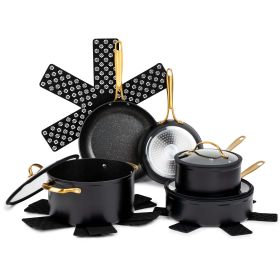 Nonstick 12-Piece Cookware Set, Gold (actual_color: Blue)