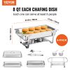 VEVOR 4-Pack Rectangle Chafing Dish Set with Full-Size 8Qt Pan Frame Fuel Holder