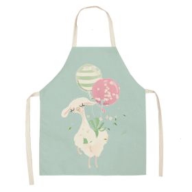 Alpaca Cartoon Cotton Linen Apron Sleeveless Antifouling Kitchen Home Cooking Waist Hanging Neck Kids' Bib (Option: 19-65 X53cm Conventional)