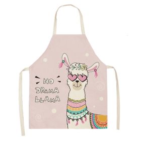 Alpaca Cartoon Cotton Linen Apron Sleeveless Antifouling Kitchen Home Cooking Waist Hanging Neck Kids' Bib (Option: 13-65 X53cm Conventional)