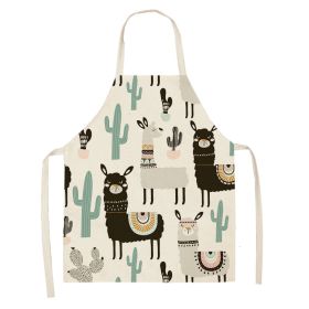 Alpaca Cartoon Cotton Linen Apron Sleeveless Antifouling Kitchen Home Cooking Waist Hanging Neck Kids' Bib (Option: 11-55x68cm)