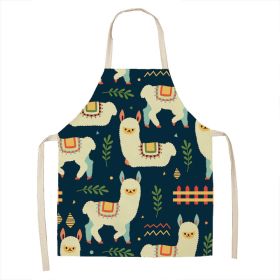 Alpaca Cartoon Cotton Linen Apron Sleeveless Antifouling Kitchen Home Cooking Waist Hanging Neck Kids' Bib (Option: 23-55x68cm)